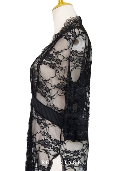 酷辣黑蕾絲透膚長版洋裝/罩衫9