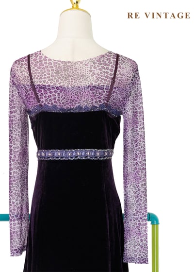 永夜之夢 - 寶石珠珠絨布細肩帶洋裝12