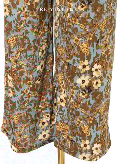 天空藍金棕色華麗花卉長褲(24-27")6