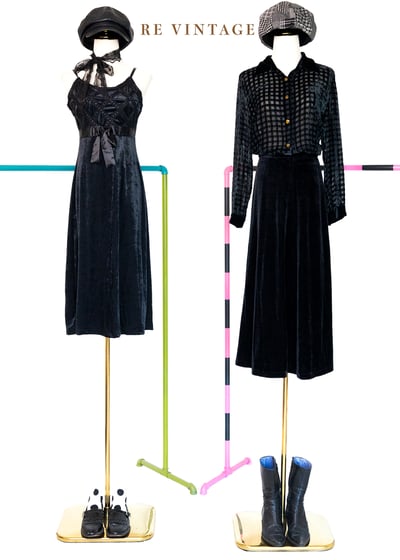 氣質單品 - 黑色衣櫃穿搭必備絨布裙裙（26"）2