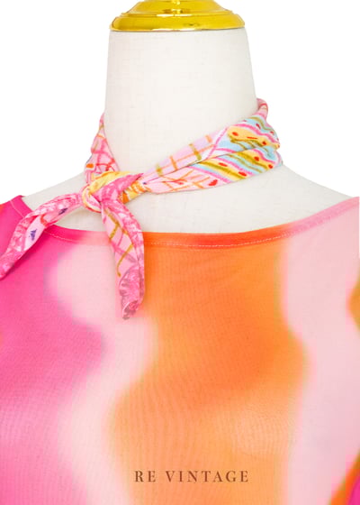 『歐洲寶貝』Fuchsia- Orange Wavy 透膚長洋裝5