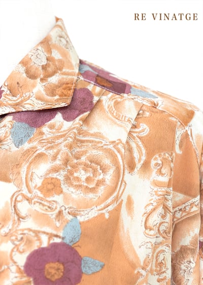 晨曦橘紫色小花長袖襯衫11