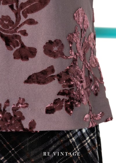 酒紅盛開の花朵短袖上衣7
