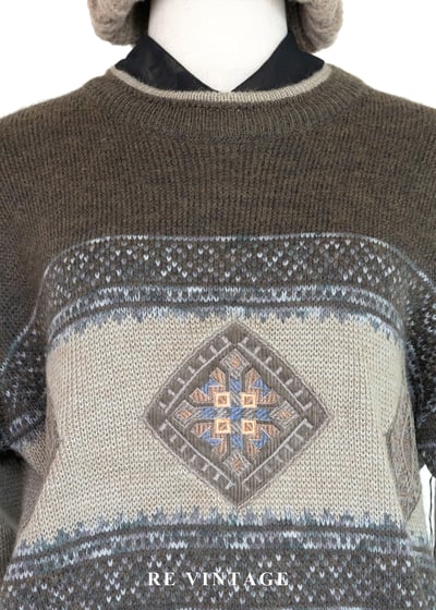 慢生活 - 北國之徑復古幾何緹花針織毛衣4