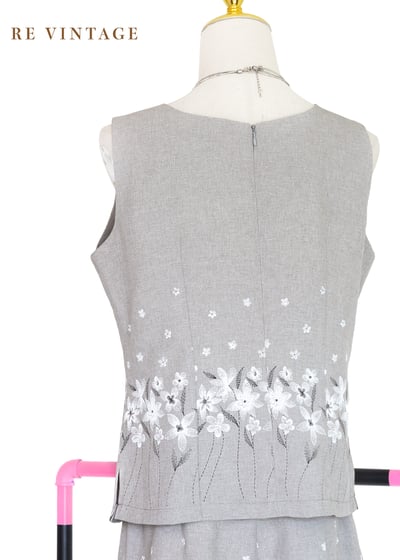 套裝背心 - 日系花卉霧灰小花背心10