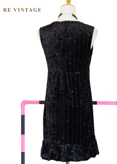 無聲流星黑絨迷你洋裝11