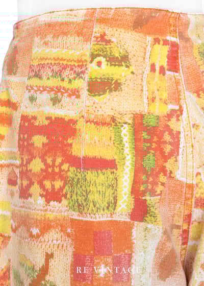 太陽橘花臂拼圖高腰小腳褲（27"）7