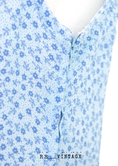 義大利製 - Sisley 水藍色小花長洋裝13