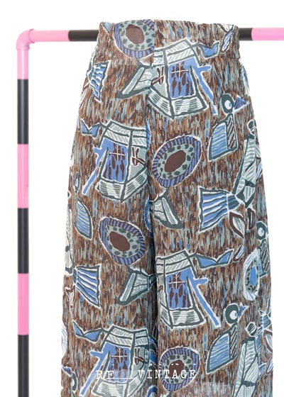 樹枝孤鳥雪紡寬版長褲7