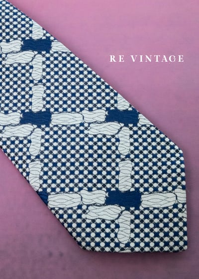 像素交織海藍菱格紋領帶4