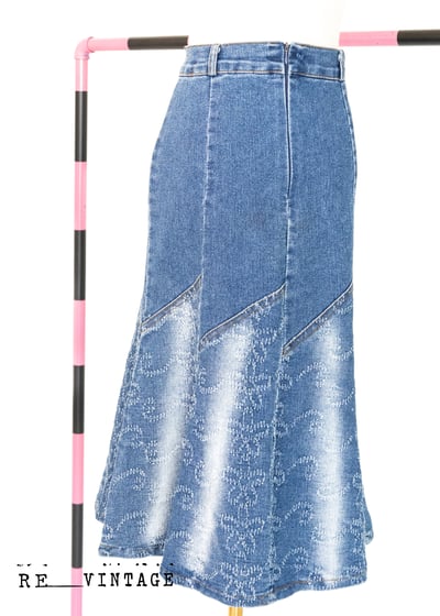 風吹來一朵小花牛仔中長裙（28"）6