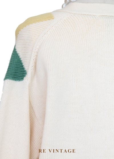 日本製 - 彩虹糖奶油大菱格針織外套9