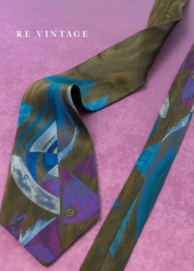 抽象現代主義色塊拼接領帶1