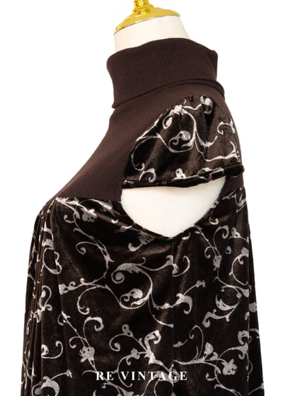 巧克力色高領藤蔓小燈籠迷你洋裝8