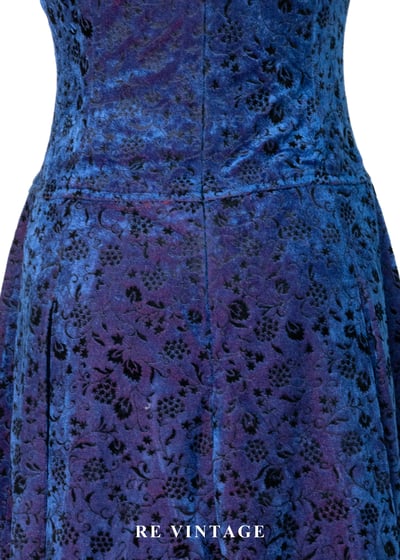 夜藍錦書紫蘭紅光迷你洋裝10