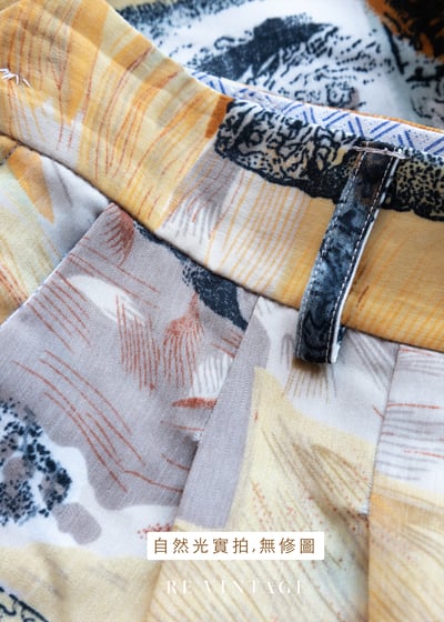 鵝黃色の方塊圖騰短褲（27"）13