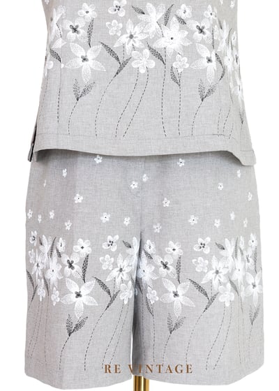 套裝背心 - 日系花卉霧灰小花背心4