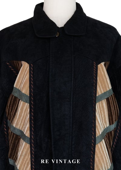 藍黑色森林年輪燈芯絨夾克外套3