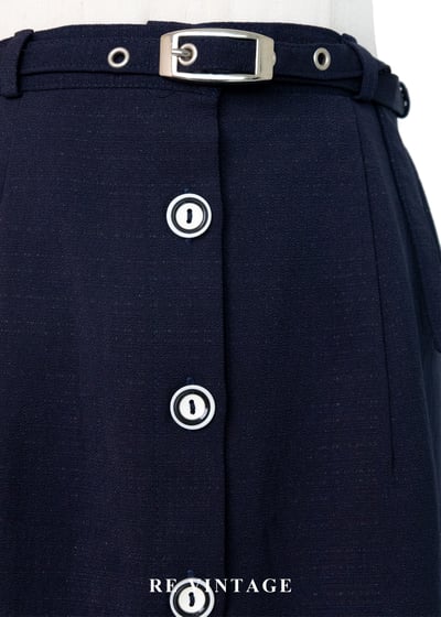 質感單品 - 黑白釦高腰藍裙（24"）5