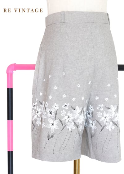 套裝短褲 - 日系花卉霧灰小花短褲（26"）7