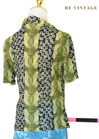 Psychedelic Rock 黃綠色蛇紋的變奏曲上衣9