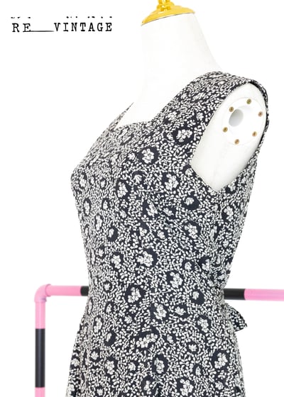 小碎花黑白色氣質長洋裝6