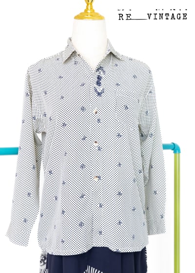 氣質米白藍點點輕薄襯衫6
