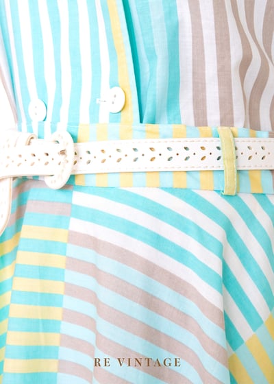 『歐洲寶物』套裝 - 薄荷奶黃色格紋線條襯衫5