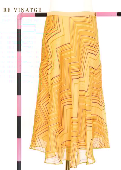 姜黃色chevron雪紡中長裙（26"）1