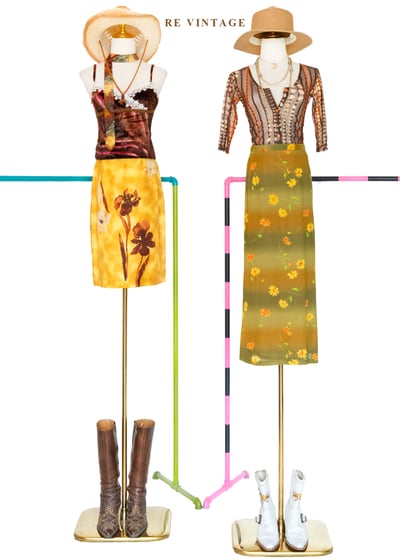 黃橘調色盤漸層雛菊長裙（26-30"）2