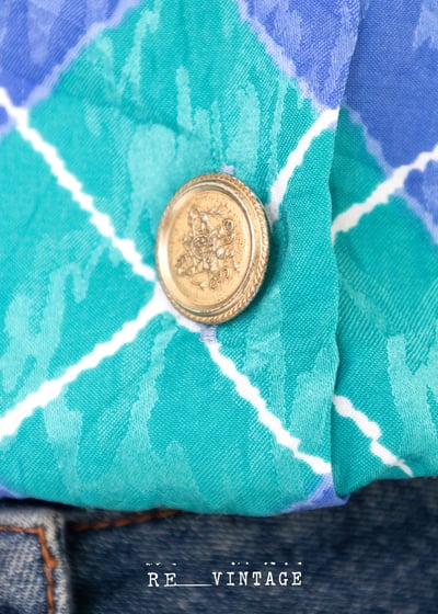 『紐約寶物』藍綠色菱格雙排釦超美上衣10