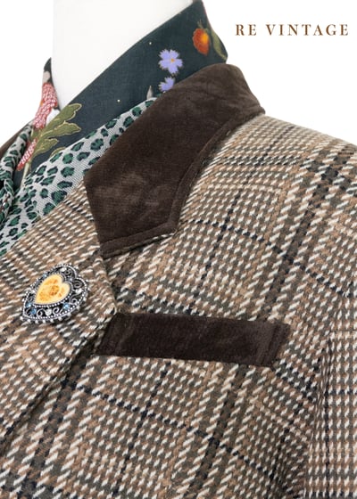 氣質單品 - 日本製 棕綠色的格紋西裝外套4