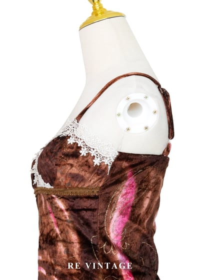 巧克力霓虹蕾絲小花絨布背心8