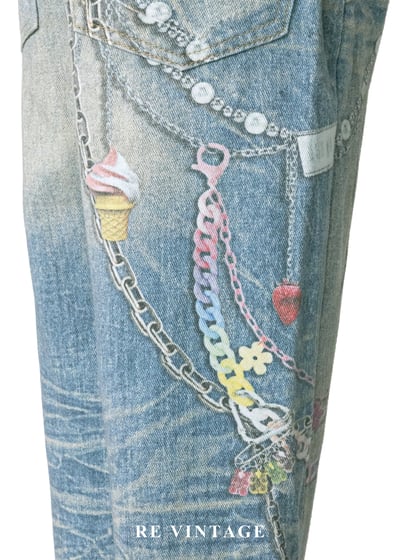 趣味擬真吊飾印花水洗高腰寬版褲（26"）9