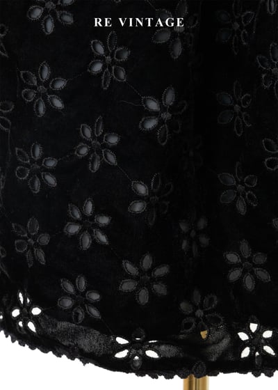 日本製 - 優雅鏤空花磚黑絨美裙（25"）7