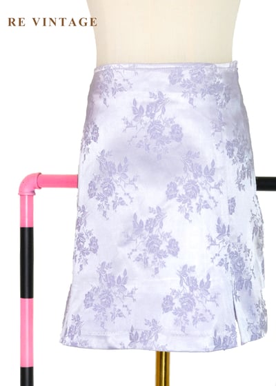 套裝短裙 - 淡雅夢幻冰紫色花卉圖騰短裙 (26")1
