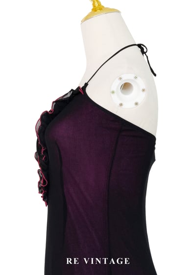 黑夜裡盛開的紫紅花繞頸長洋裝9