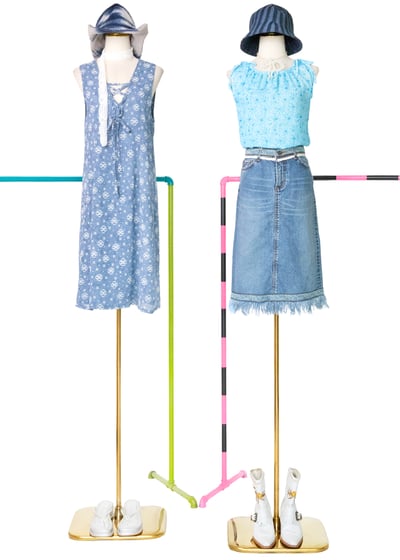 流浪的波西米亞變形蟲緞帶流蘇牛仔裙（27"）2