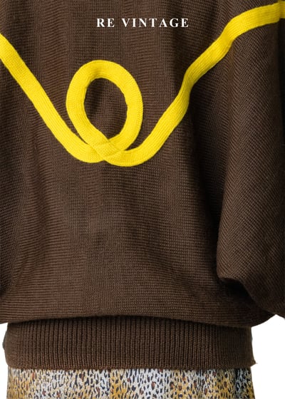 巧克力檸檬黃飛鼠袖調皮針織毛衣10