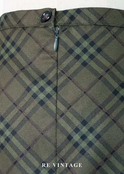 漫步劍橋橄欖綠斜格紋長裙（26"）10