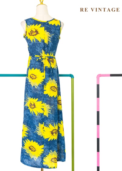 盛夏向日葵 - 海水藍無袖長洋裝9