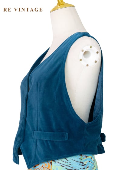 海藍色剪裁俐落絨布背心7