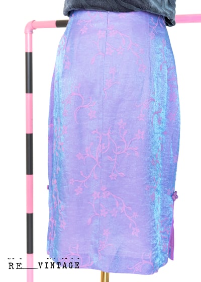 藍紫色珠光小花朵中長裙5