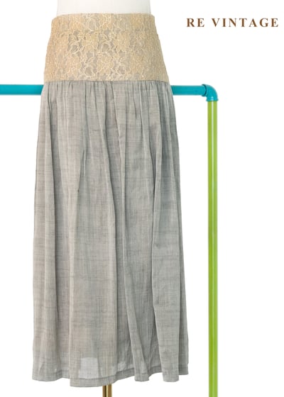 亞麻泥土蕾絲花徑長裙（26"）6