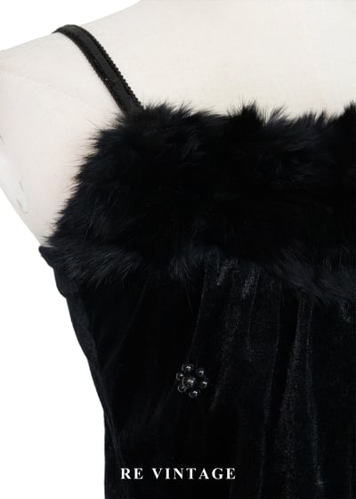 黑絨散落の小花細肩帶背心5