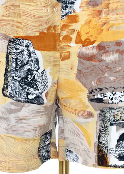 鵝黃色の方塊圖騰短褲（27"）8