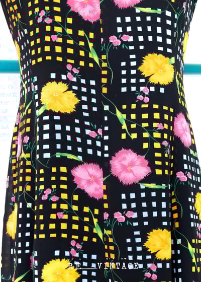 雙色康乃馨格紋長洋裝6