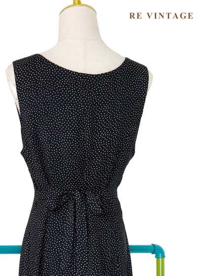 繁花盛引波點拼接黑白系長洋裝13