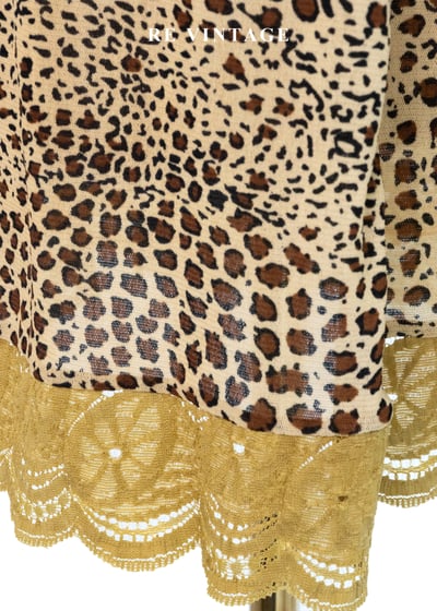 金黃豹紋蕾絲滾邊細肩帶洋裝10