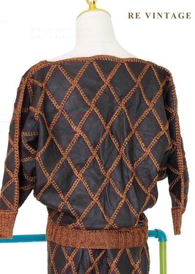 套裝組合 - 深橘鉤織皮菱格飛鼠秀上衣9